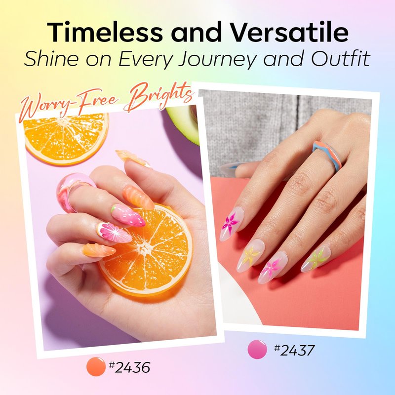 modelones Jelly Neon Gel Nail Polish Set, Hema-Free Summer LGBT Neon Hot Pink Orange Blue Yellow Green Purple 6 Colors Bright Sheer Translucent Effect Rainbow Gel Polish Kit LED Nail Art Gift Salon