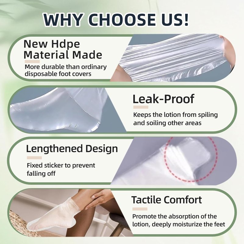 Skiennix Disposable Foot Covers - Thick Thermal Therapy Liners for Paraffin Bath | 12.2" L x 6.7" W (Pack of 100)