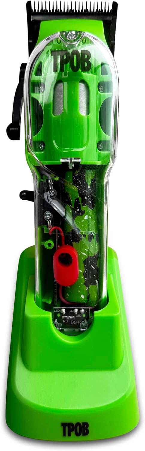 TPOB Barber Hair Clippers for Men - 6800 RPM X Fade Blade with Matte Green Case