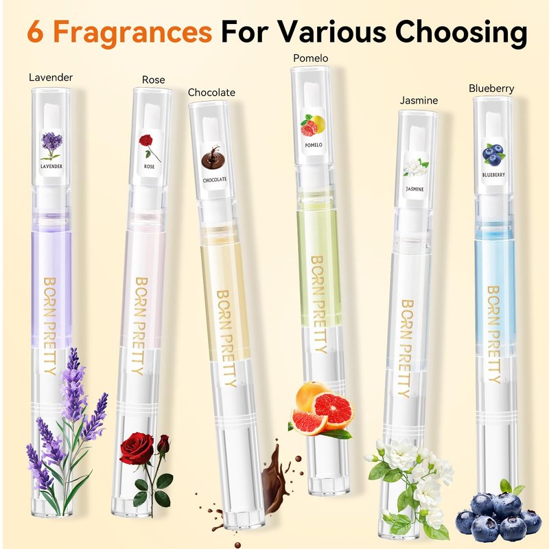 Born Pretty 6Pcs Nail Cuticle Oil Pen,Cuticle Revitalizer Oil Nails Nutrition Oils Repair Nail Care Essential Oils,Nail Art Treatment Softening Pen Tool Nails Moist Nail Strengthener