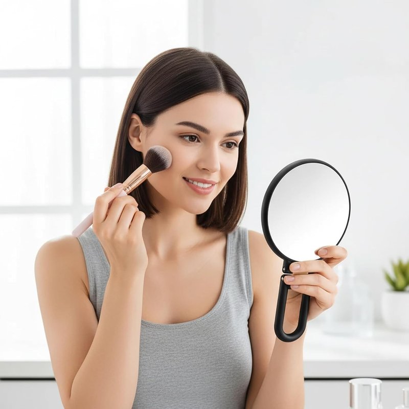 Skiennix Handheld Mirror - 40x Magnifying Double-Sided Design | Portable Travel Makeup Mirror