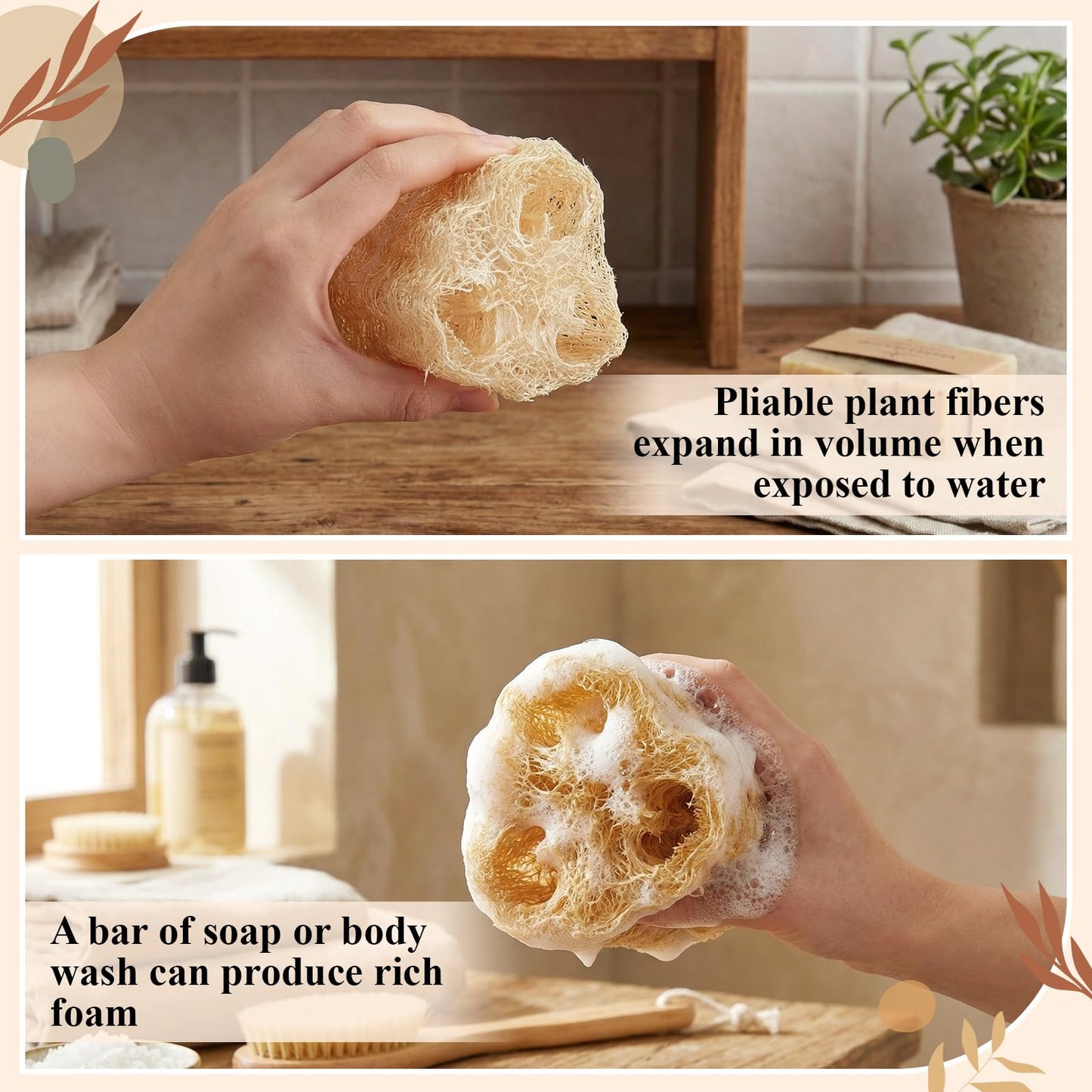 Acellegic 24 Pcs Mini Natural Loofah Sponges, 12 Pcs 2 Inch Single Wrapped Egyptian Loofah Bath Sponge with 12 Travel Pouches, Exfoliating Shower Scrubber for Body Face Skin Care & Kitchen Cleaning