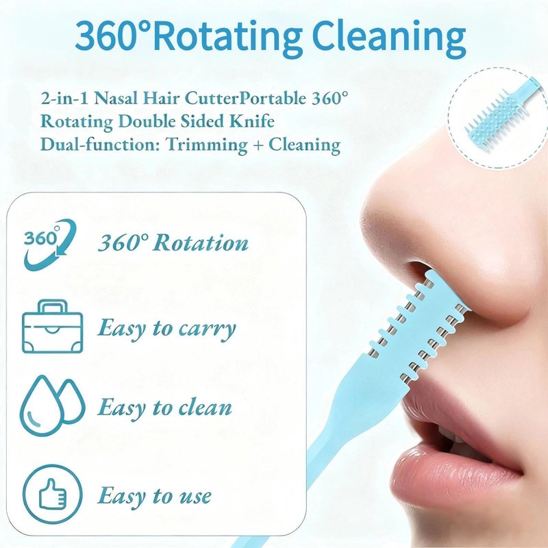 prgislew Nose Hair Trimmer 2-in-1,2026 New Double Sided Nose Trimmer.Portable 360° Rotating Manual Nasal Hair Cutter for Men and Women, Manual Hair Remover for Home Travel Essentials