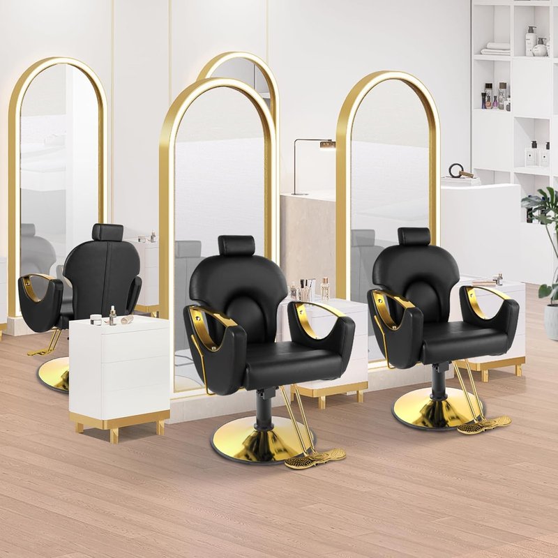 Barber Salon Chair for Hair Stylist,Height Adjustable Hair Chair with Professional Hydraulic PUM,Multi-Function Shampoo Tattoo Beauty Salon Hairdresser Armchair for Barbershop(Black)