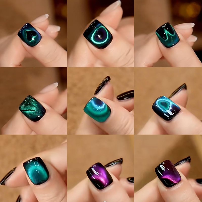 3 In 1 Nail Magnet For Cat Eye Gel Polish With Extra 1 PCS Square Magnet, 5 PCS Paper Clips For Heart Flower And Black Hole Nail Art DIY Tools Design Walnut