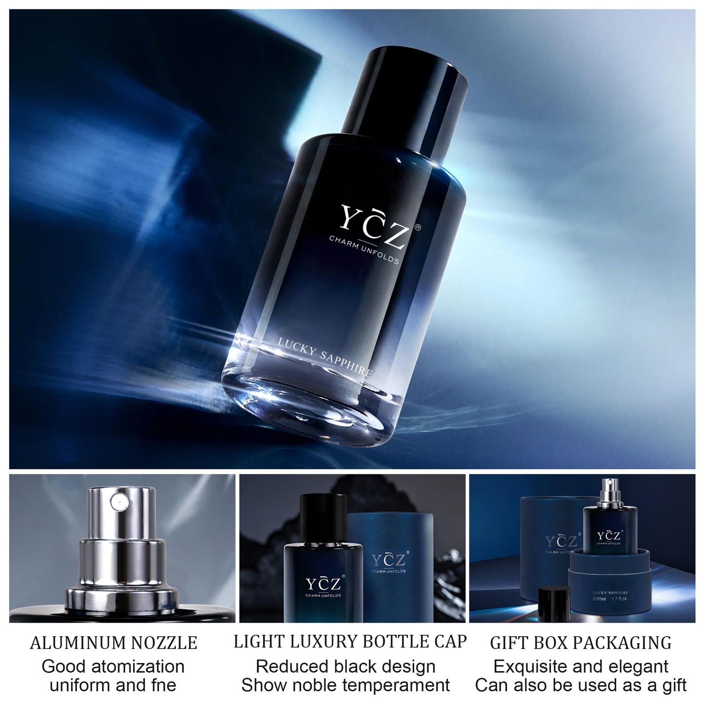 Ycz Lucky Men's Eau De Parfum New Round Box Packaging,1.7oz(50ml),Long Lasting EDP Men.Making it the ideal gentlemen’s gift (2-Pack)