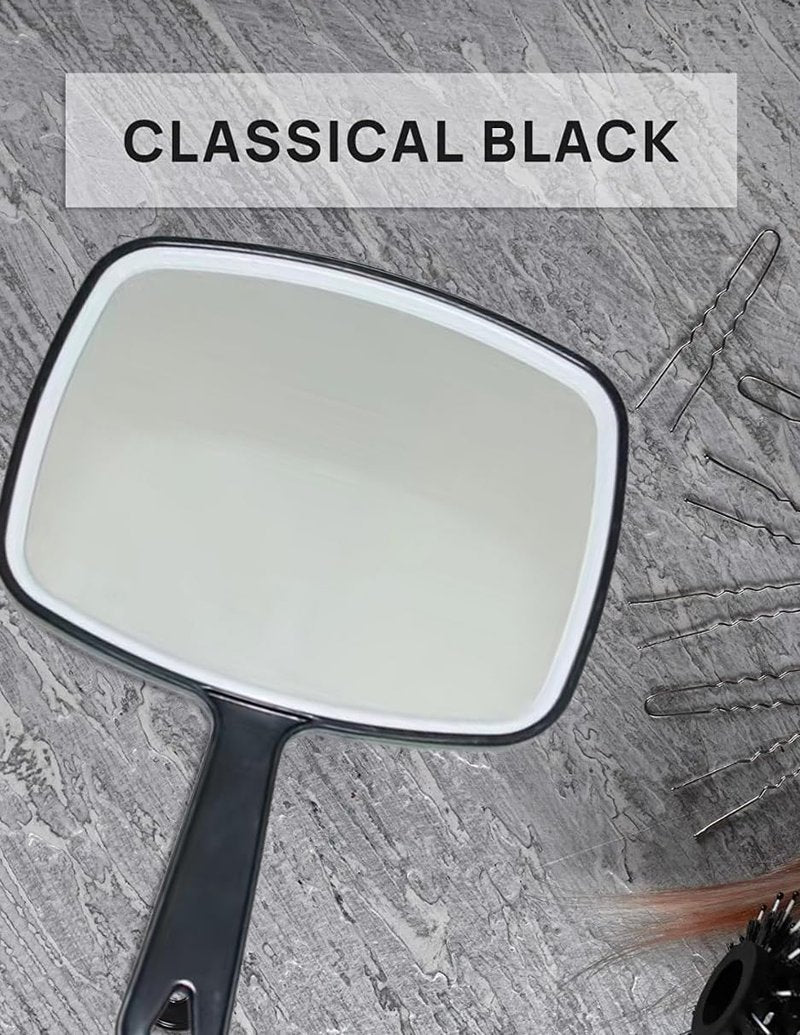 Handheld Mirror - Multi-Purpose Distortion-Free Reflection | Square Black 31x23cm for Salon & Hairdressing