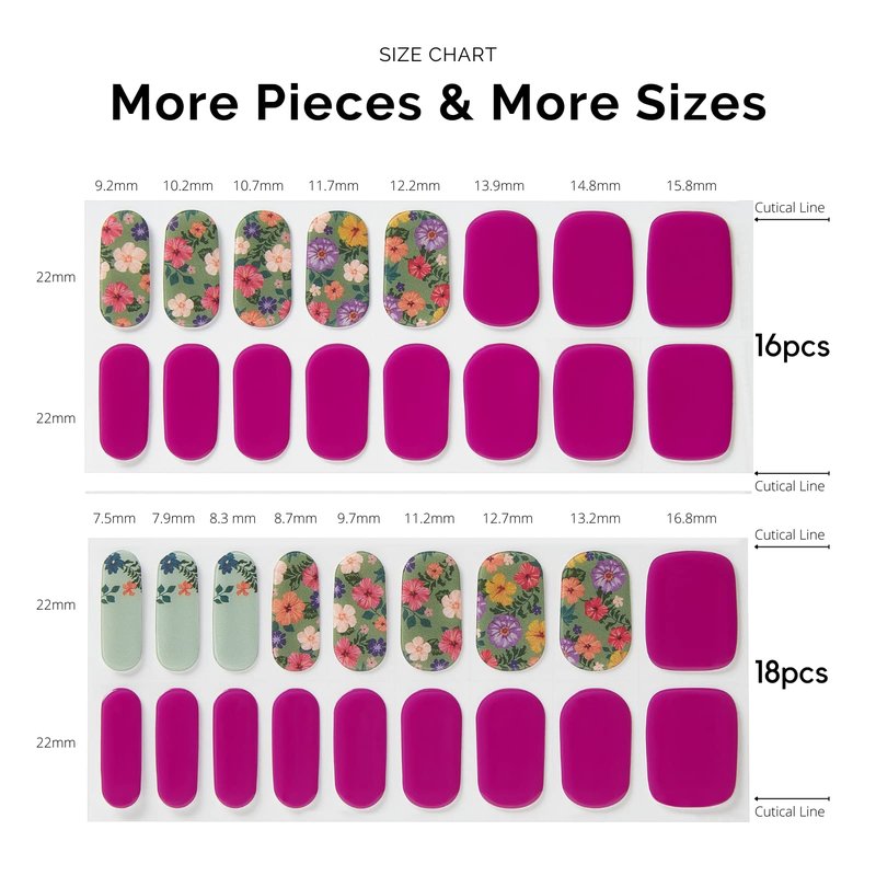Nailog Semi Cured Gel Nail Strips 34 pcs| Long Lasting Nail Polish Sticker Wraps with Glossy Gel Finish, Retro Jungle