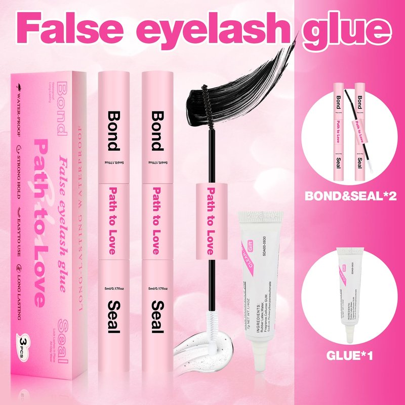 Skiennix Lash Cluster Glue Set - 150H Strong Hold Waterproof Adhesive | 2x5ml + 1x0.24oz for DIY Lashes