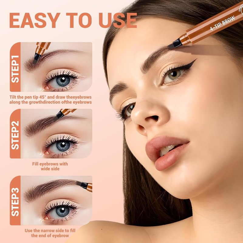 Microblading Eyebrow Pencil - 2026 Upgraded Waterproof Contouring Tool with Micro-Fork Tip | Dark Brown