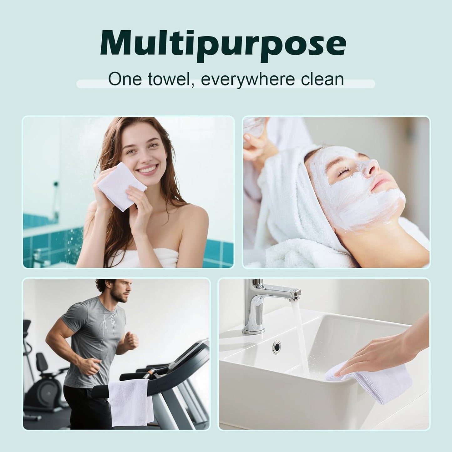 White Washcloths - 15 Pack Highly Absorbent Quick Drying Microfiber Face Towels | Soft Bath Towels 12x12 Inches
