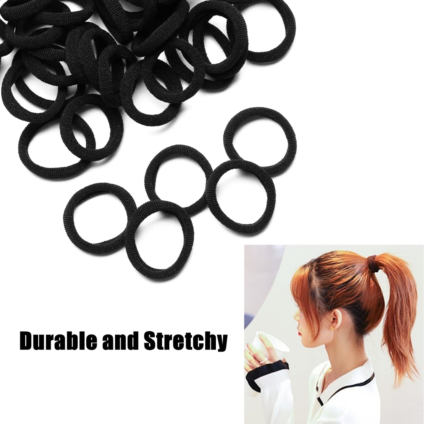 WANBY Hair Ties Mini Seamless Black Hair Bands Soft Elastics Ponytail Holders Hair Ties for Girls Toddler