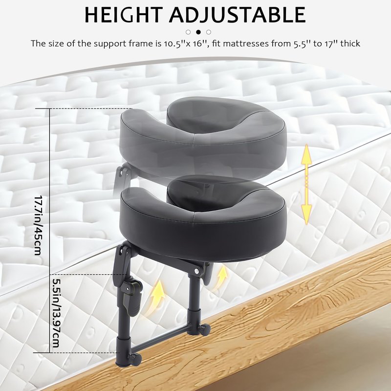 OIHYA Massage Headrest for Bed, Portable Massage Face Cradle for Bed, Massage Table Kit with Adjustable Height 5.5'' to 17'' for Home, Salon