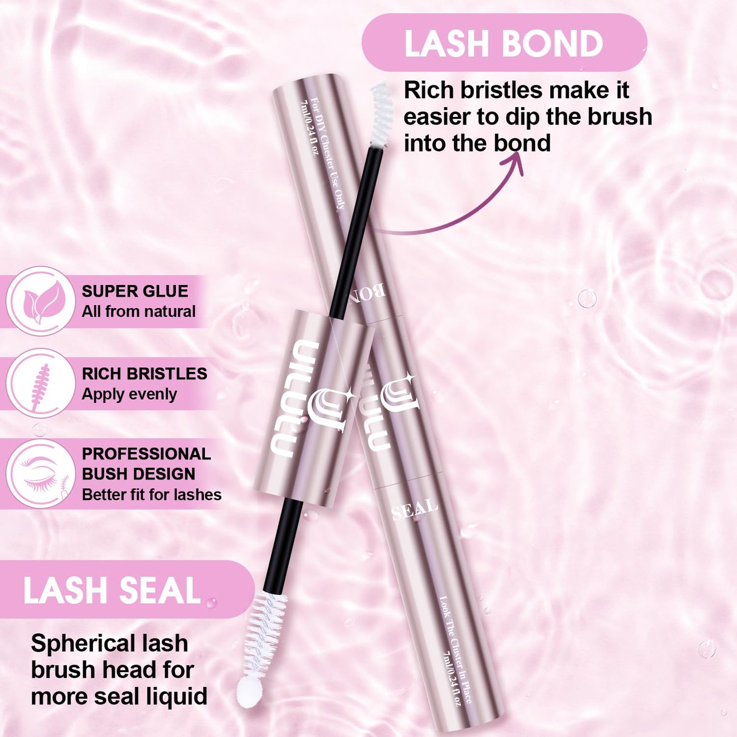 Uilulu Lash Cluster Glue - 2-in-1 Bond & Seal for Long-Lasting Eyelash Clusters | 14ml Total