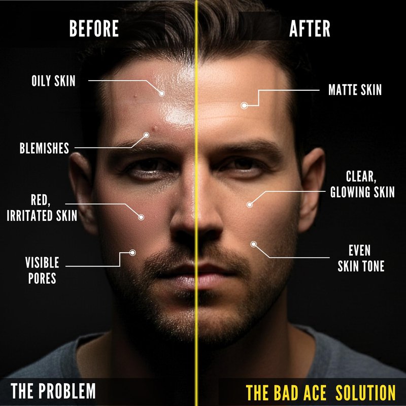 BAD ACE Daily Men's Charcoal Face Wash with Scrubs, Korean Exfoliating Face Wash - Premium Mens Face Scrub, Deep Cleansing Skin Care | Men's Facial Cleanser for Oily Skin & Normal Skin, 4 oz
