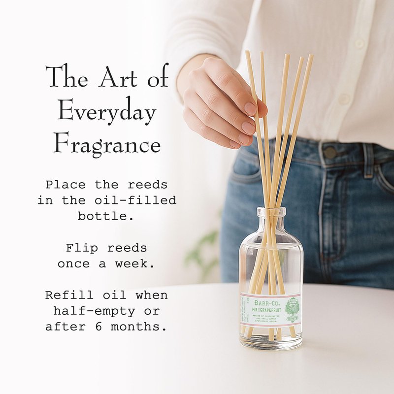 Barr-Co. Fir & Grapefruit Scent Diffuser Kit, Bright Grapefruit & Cooling Balsam Scent, Reed Diffuser for Home, Long Lasting Aroma Diffuser, Refillable, 8 fl oz
