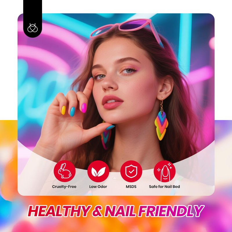 Beetles Neon Gel Nail Polish Set - 6 Colors Summer Jelly Gel Nail Polish Kit Hot Pink Red Blue Yellow Green Sheer Transparent Effect French Nail Art Tropical Glow Series Manicure Gift for Women