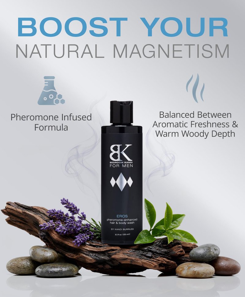Bedroom Kandi for Men Body Wash 8.5 Fl Oz – Pheromone Infused Moisturizing & Deodorizing Formula with Aloe, Shea Butter & Essential Oils for Smooth Skin & All Day Freshness - Premium Grooming Product