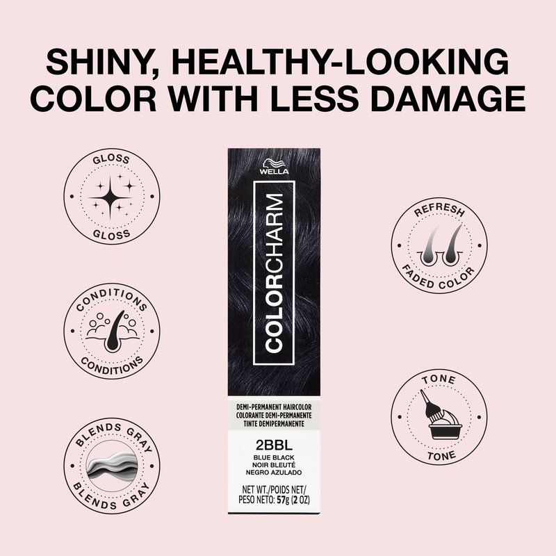 COLORCHARM Demi Permanent Hair Color | 2BBL Blue Black | Gloss, Refresh & Tone | 2 Fl Oz