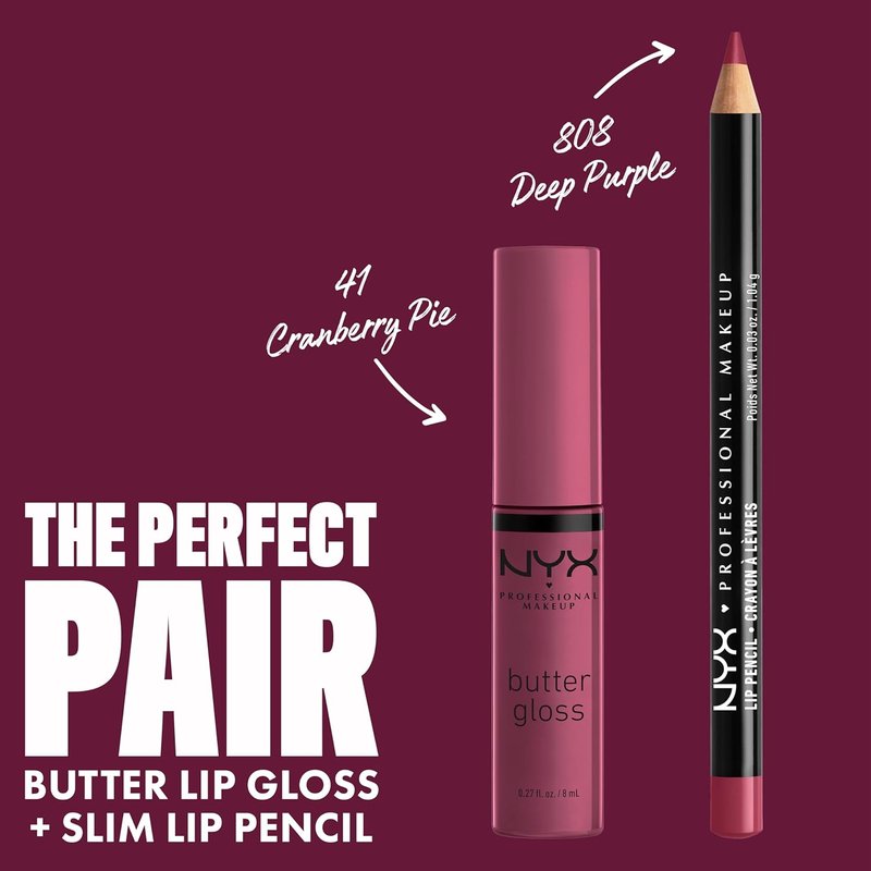 NYX PROFESSIONAL MAKEUP Butter Gloss - Non-Sticky Lip Gloss in Cranberry Pie (Mauve Purple)