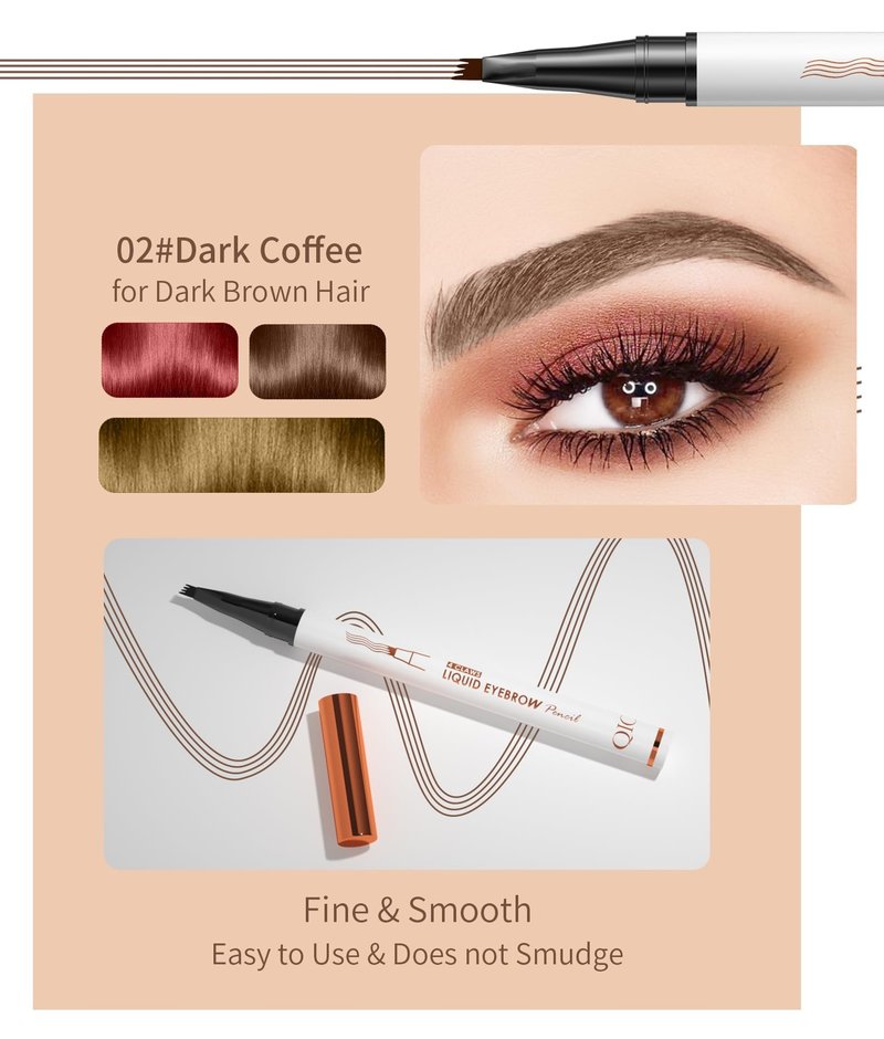2 Pcs Microblading Eyebrow Pen, Upgraded 3D Waterproof 4-Tip Eyebrow Pencil, Natural Makeup Long-Lasting Fine Stroke Magic Eyebrow Pencil for Women Stay on All Day (Dark Brown(2 Pcs))