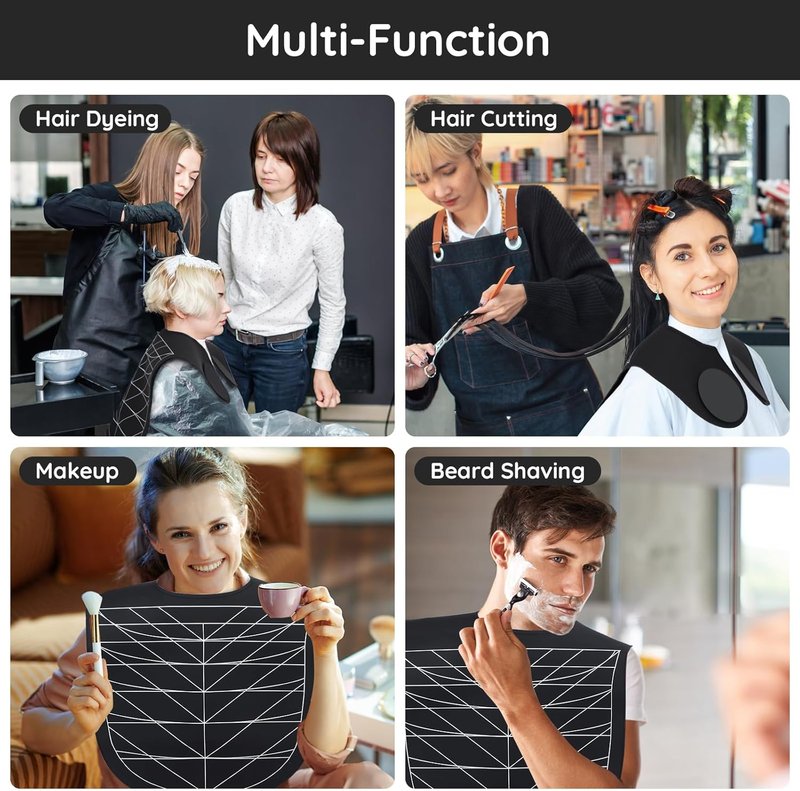 Hair Cutting Guide Mat - Waterproof Silicone Cutting Mat for Professionals | Black, Longer Design with Weighted Neck Wrap