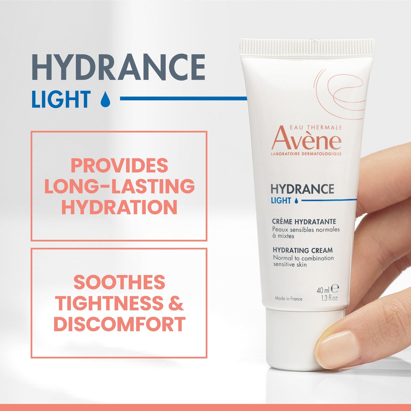 Avène Hydrance LIGHT Hydrating Emulsion, Daily Face Moisturizer Cream, Non-Comedogenic, 1.3 Oz