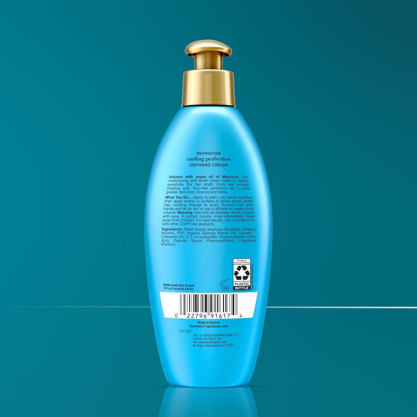 OGX Argan Oil of Morocco Curl-Defining Styling Cream, Anti-Frizz Curl Cream for Curly Hair & All Textures, Cold-Pressed Argan Oil, Paraben-Free, Sulfate-Free Surfactants, Curly Hair Products, 6 oz