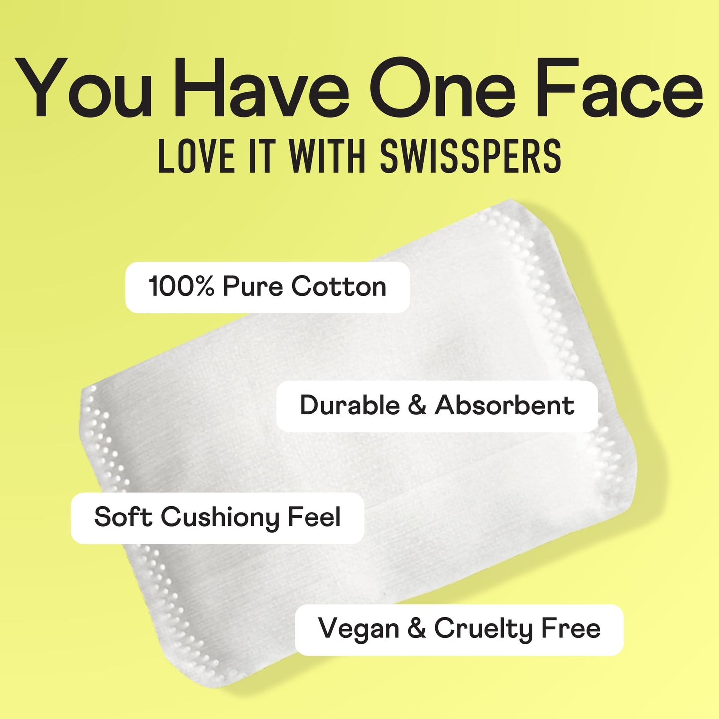 Swisspers Premium Cotton Pillows - 100% Natural, Ultra-Soft Beauty Essentials for Face, Eyes & More - Cruelty-Free, Vegan Skincare Pads for Women, Men & Pets (100 Count) 4 Pack