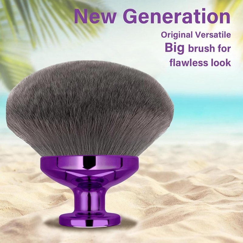 Extra Large Body Makeup Brush - Kabuki Brush for Self Tanner & Bronzer | 4-Inch Wide Head for Even Application - Purple