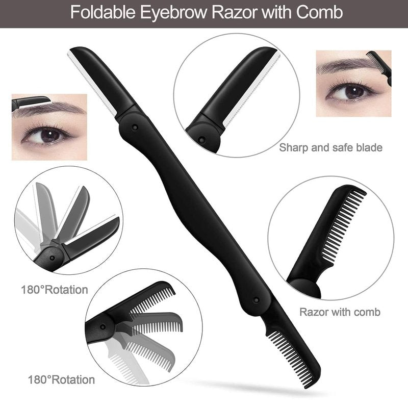KAJUDA Eyebrow Grooming Kit - 5 in 1 Eyebrow Trimmer Set with Comb, Tweezers, Scissors & Brush