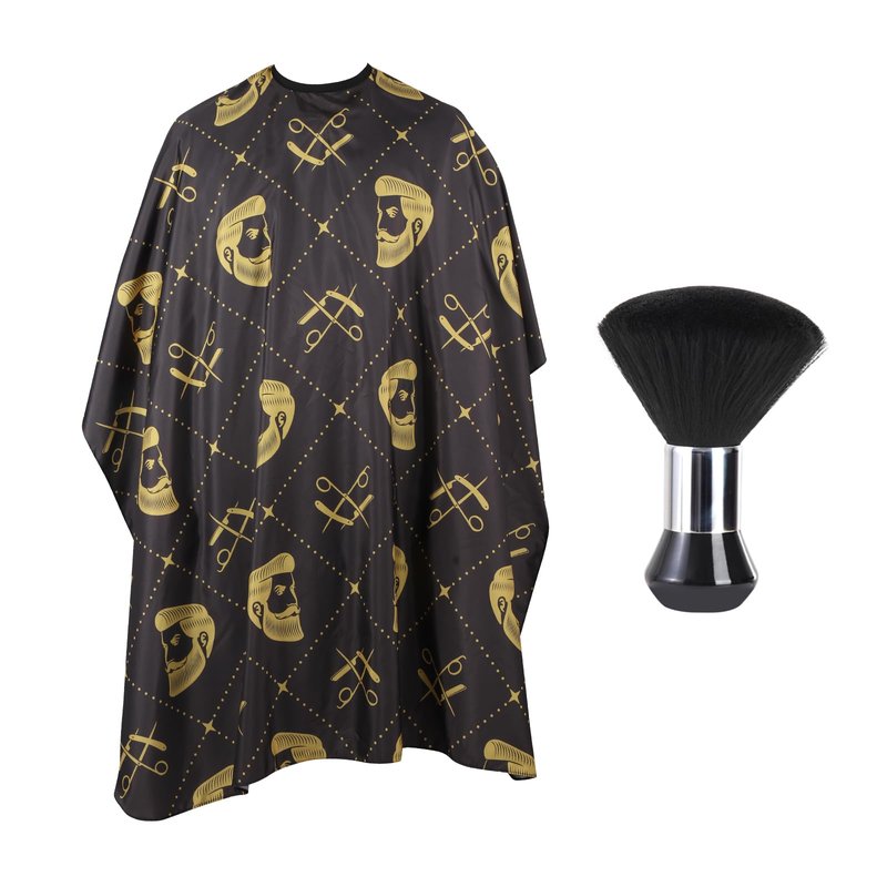 Professional Hair Cutting Cape with Neck Duster Brush, Waterproof Salon Barber Cape with Snaps, Barber Accessories (Hair Cutting Scissors and Men)