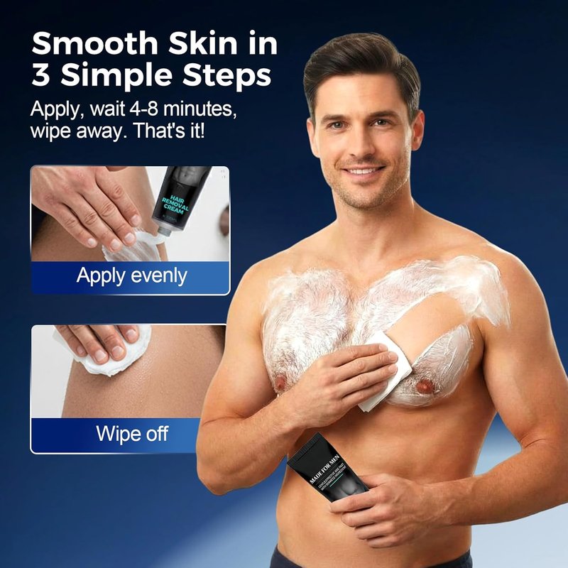 Skiennix Fast-Acting Body Hair Removal Cream for Men - Gentle Moisturizing Formula, 100ml