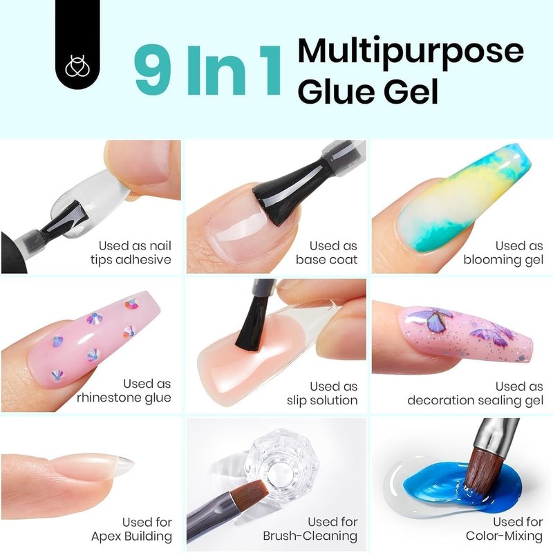 Beetles Gel Nail Glue Kit - 15ml Builder Gel & Extra Glossy Top Coat | Long-Lasting Shine for DIY Manicure