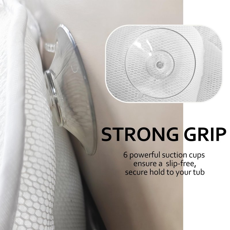LIBRALUX Bath Pillows,Bathtub Pillows for Head and Neck Back Support,Bath Pillows for Tub with Soft 4D Breathable Mesh Fabric and Nonslip Suction Cups,Relaxing Bath Accessories Spa Gifts .(Wave White)