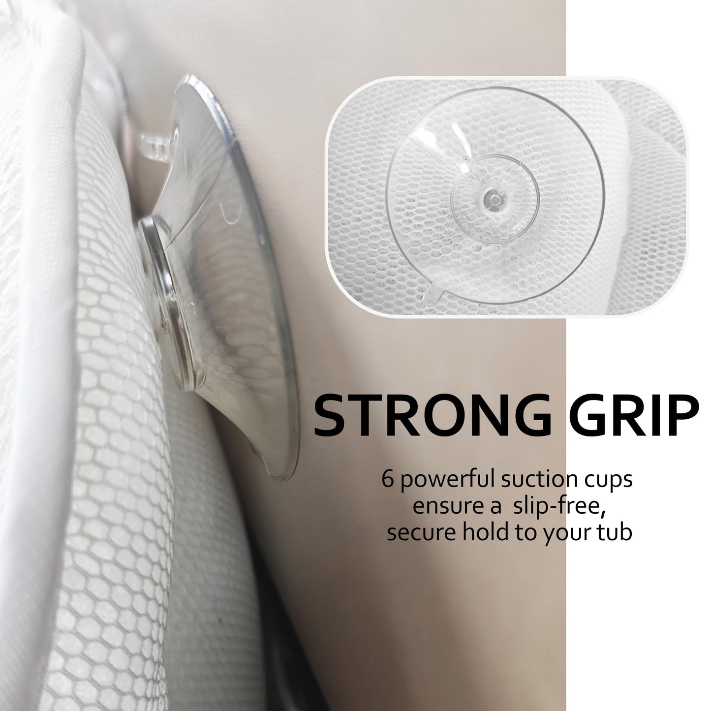 LIBRALUX Bath Pillows for Tub, Luxury Bath Pillows for Neck Head and Back Support,Bathtub Pillow with Soft 4D Breathable Mesh Fabric and Nonslip Suction Cups,Relaxing Bath Accessories .(White)