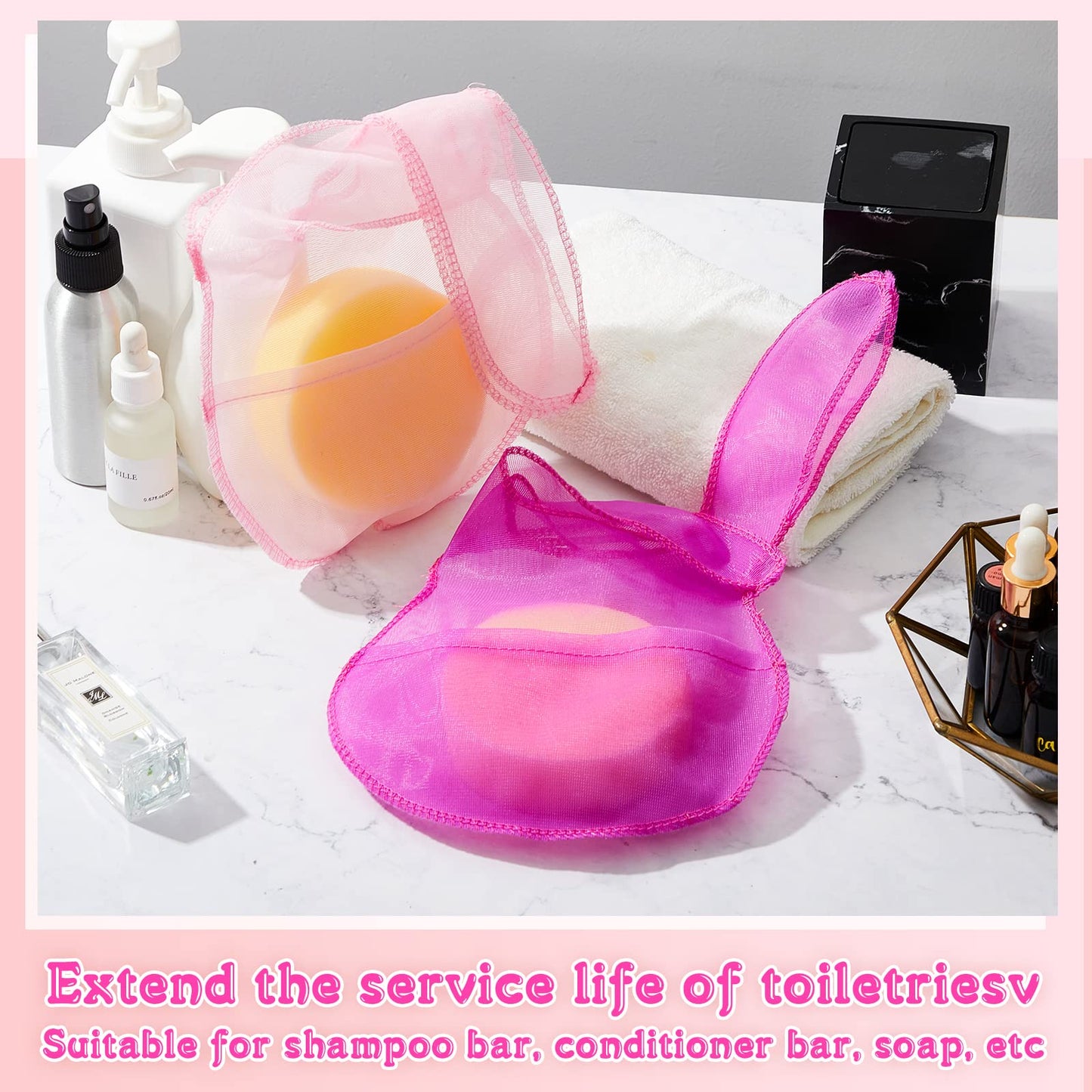Nuanchu 4 Pcs Shampoo Bar Conditioner Bag Shampoo Bar Mesh Soap Bags for Exfoliating Soap Saver Pouch Bottle Free