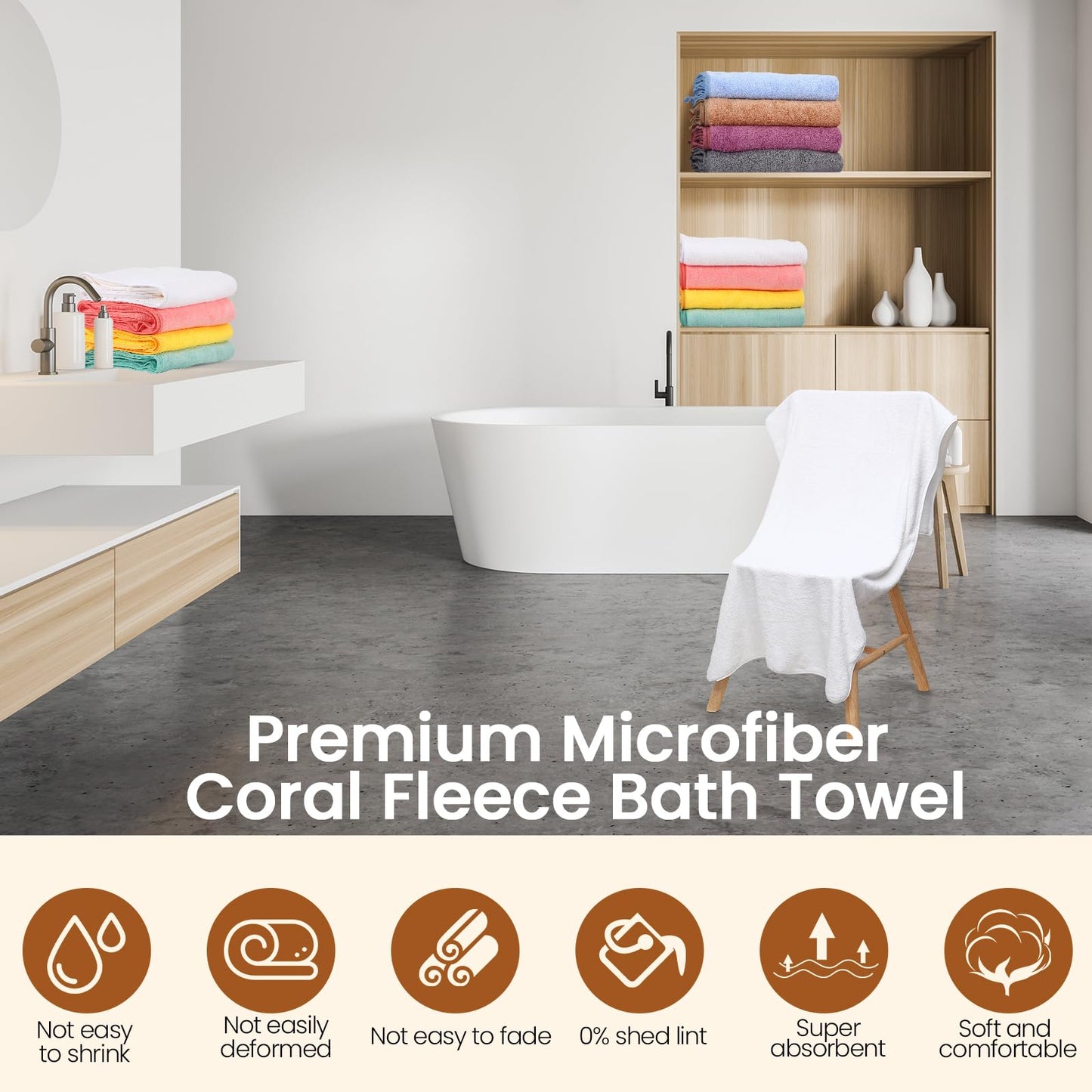 Peryiter 8 Pcs Microfiber Bath Towel Set 28 x 55 Inches Microfiber Towels Absorbent Soft Quick Dry Bathroom Towel Bulk for Adults Dorm Spa Gym Beach Pool Hotel(Multi Colors)