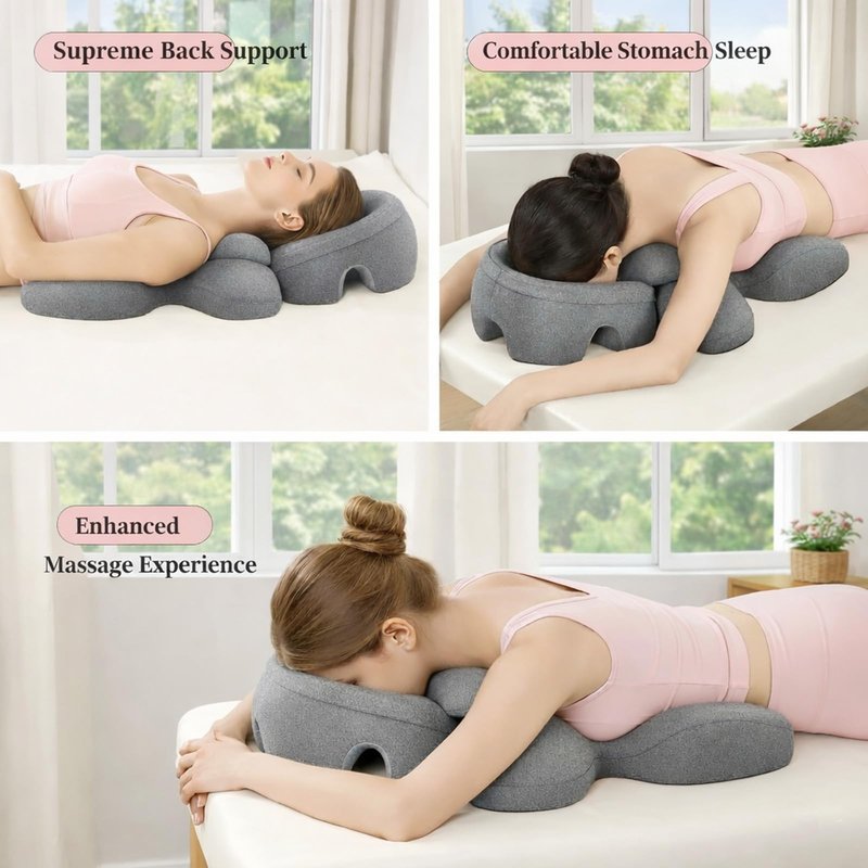 2026 Upgraded Pillow for Massage Face Down, Extra Large Thick Breast Support Pillow for Sleeping, Chest & Face Support Pillow for Massage, SPA & Relaxation, Removable Washable Cover, Non-Slip Bottom