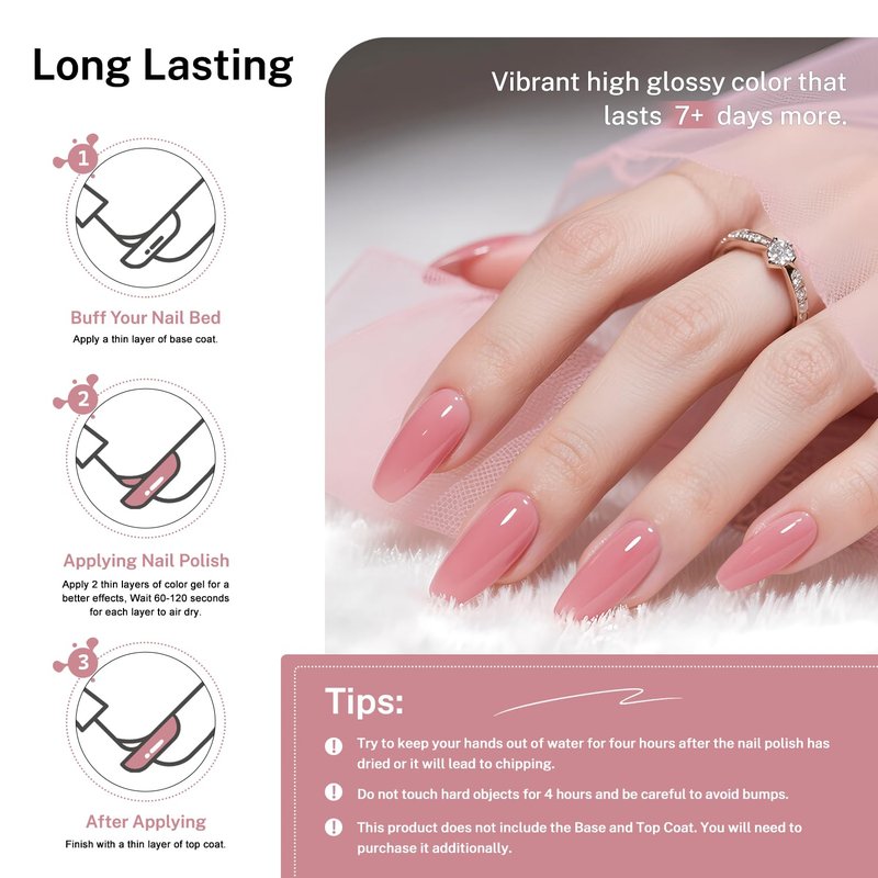 OpenLive Dusty Rose Nail Polish - Quick Drying Light Pink Color | 16.5ml Large Volume for Long Lasting Manicure