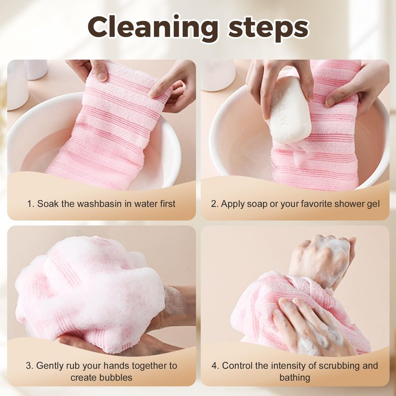 Fiopet 2 Packs Exfoliating Shower Towel for Men and Women, 2026 Upgraded Dual-Sided Deep Cleansing Scrub Wash Back Bath Cloth for Body Face, Exfoliating Washcloth Back Body Scrubber (Mix Color)