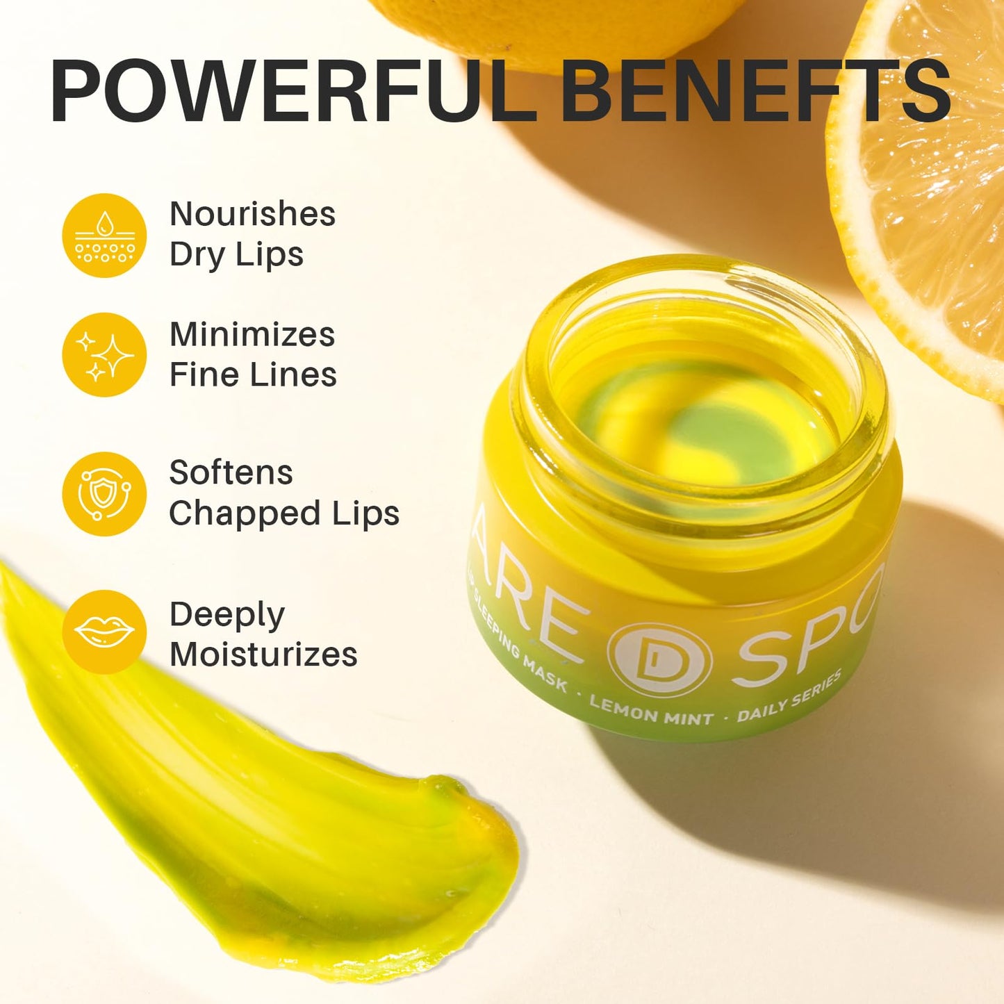 SPODARE Lemon Lip Mask, Hydrating Overnight Lip Sleeping Mask, Lip Moisturizer for Dry Cracked Lips Care, Dual-Color Lips Balm for Nourishing and Softening Lips, Minimizes Fine Lines - 12g