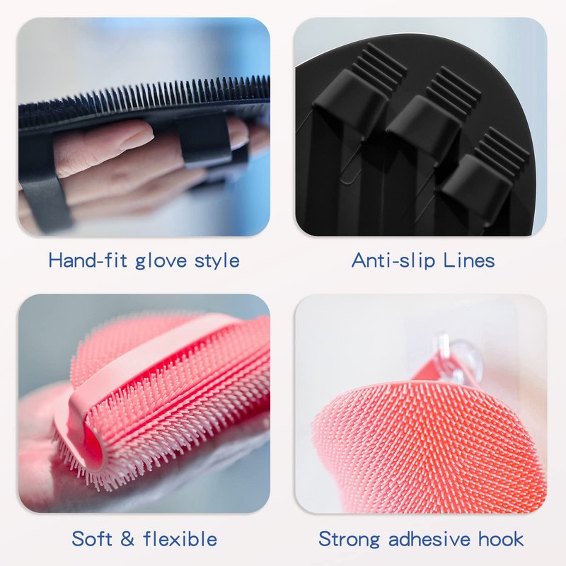 Manmihealth Soft Silicone Face Scrubber Exfoliator 2 Pack,Silicone Handheld Manual Facial Cleansing Brush, Face Washing Pad for Pore Cleansing Blackhead Removing Massaging(Pink*2)