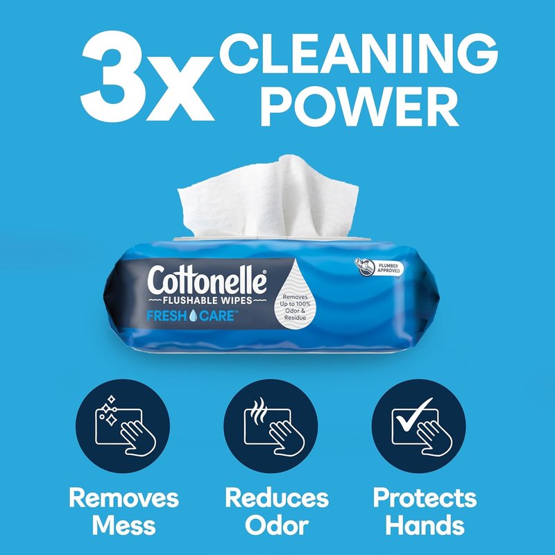 Flushable Wet Wipes - Cottonelle Fresh Feel Adult Wipes | 8 Flip-Top Packs, 336 Total Wipes