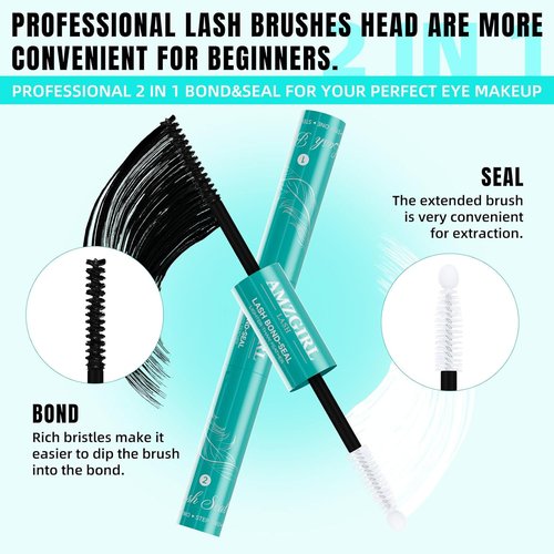 Lash Bond and Seal Eyelash Cluster Glue House of Lash Clusters Mascara Wand Glue 10ml Long Lasting 72 Hours Black Cluster Lash Glue + Lash Seal 2 in 1 Lash Clusters at Home By AMZGlRL(Black)