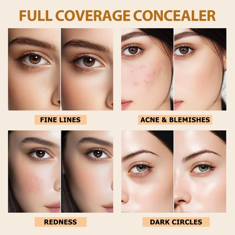 QIC Under Eye Concealer - Hydrating Full Coverage for Dark Circles & Blemishes | Vegan, Fair Rose, 0.34 FL.OZ