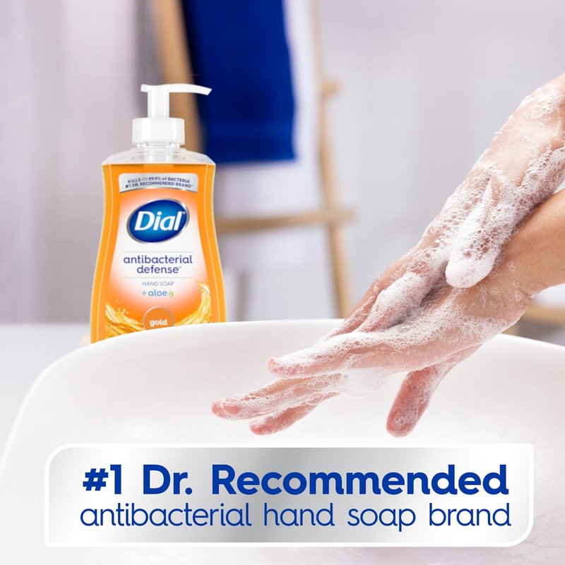 Dial Antibacterial Liquid Hand Soap - Aloe Gold Scent, Dermatologist-Tested | 11 Fl Oz (Pack of 4)