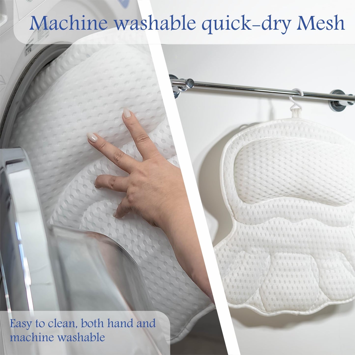 Luxury Bath Pillow for Tub – Neck & Back Support with Soft 4D Mesh, Non-Slip Suction Cups, Spa Gift Set with Exfoliating Sponge & Scalp Massager