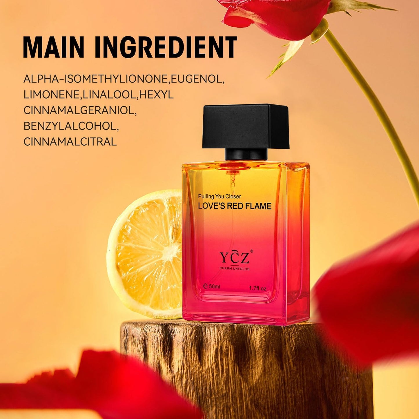 Ycz LOVE'S RED FLAME Men's Perfume 1.65 oz, Gradient Red Flame Bottle for Passionate Love Perfume, Spicy Woody Signature Long-Lasting Fragrance - Ideal Men Perfumes for Special Occasions Daily