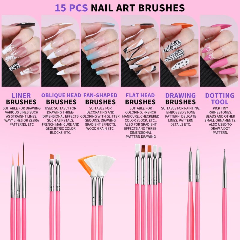 FANDAMEI Nail Art Tools, Nail Design Tools, Nail Art Brushes, Nail Brushes For Nail Art, Nail Art Kit, Nail Stand, Nail Holder For Painting Nails, Nail Dotting Tool, Nail Art Palette, Nail Tools
